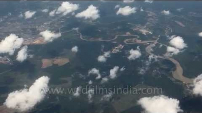 Meandering river valley, near coast in Myanmar : aerial footage