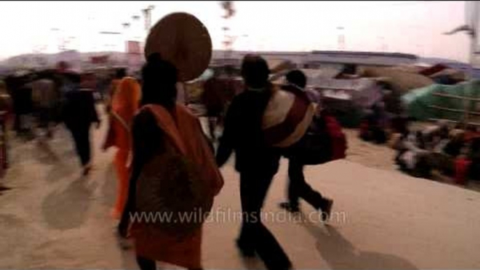 Hindu devotees at Sagar Island during Gangasagar Mela