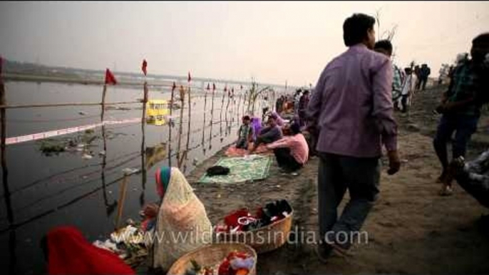 Devotees during Chhath Puja at Yamuna ghat, Delhi.