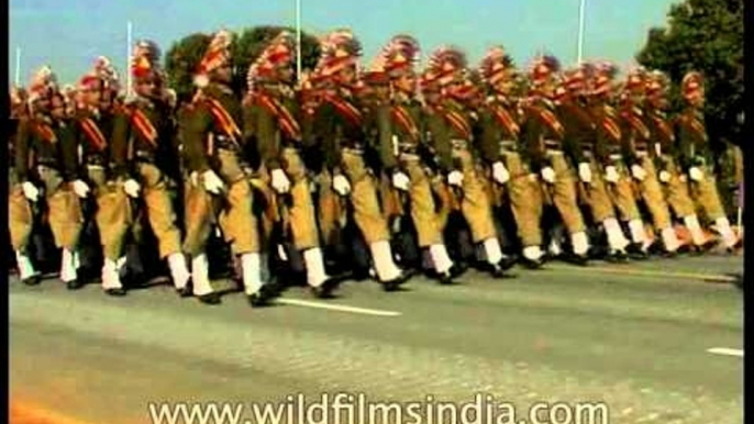 Indian Army Music Band marching in the Republic Day parade, New Delhi