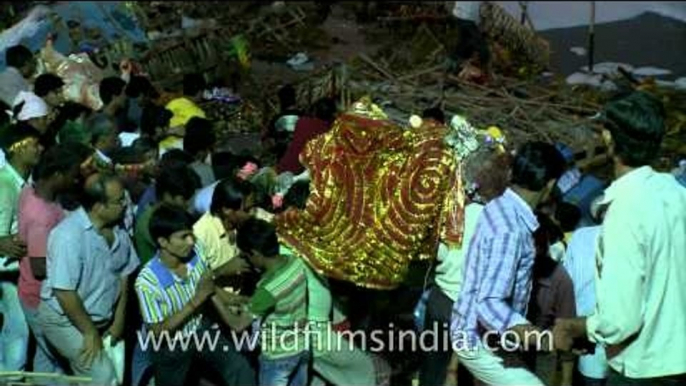 Farewell to the Goddess Durga after Durga puja