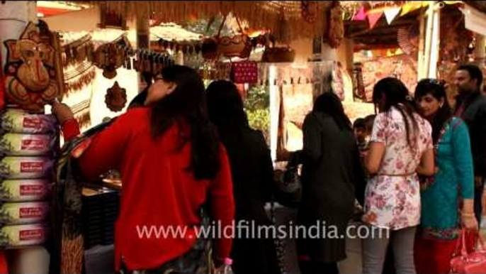 Visitors checkout home decorative items at Surajkund Mela