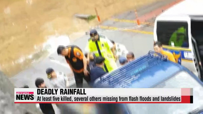 Record rainfall, flash floods kill five in southeastern Korea