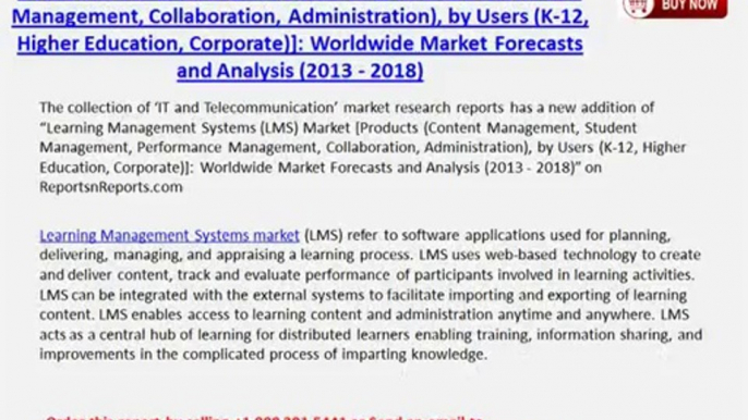 Learning Management Systems (LMS) Industry to 2019