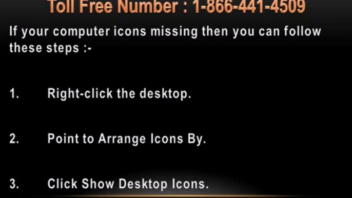 Desktop icons missing | 1-866-441-4509 | Desktop icons disappeared