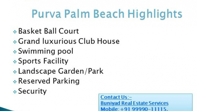 Purva Palm Beach – Luxurious flats for sale in Bangalore