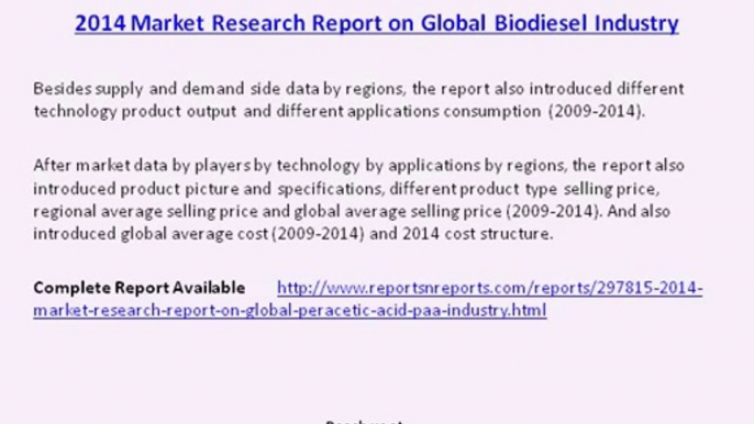 Global Biodiesel Industry – Projections And Investment Feasibility Analysis