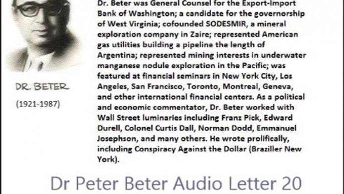 Dr Peter Beter Audio Letter 20 - January 24, 1977 - Dr Peter Beter Audio Letter 20 - January 24, 1977 - Henry Ford's; The Current Pre-War Hostilities; The Super Weapons