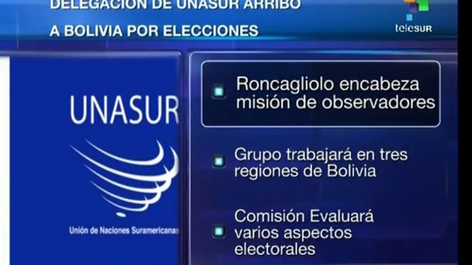 Observadores de la Unasur llegan a Bolivia por comicios generales