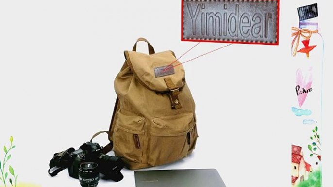 Yimidear Canvas DSLR SLR Camera Shoulder Bags Backpack Rucksack Bag With Waterproof Cover And