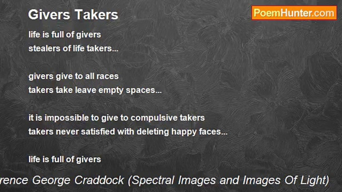 Terence George Craddock (Spectral Images and Images Of Light) - Givers Takers