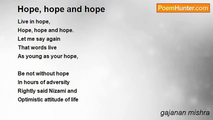 gajanan mishra - Hope, hope and hope