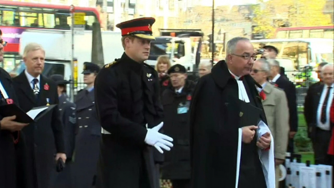 Prince Harry lays Cross of Remembrance at Westminster Abbey