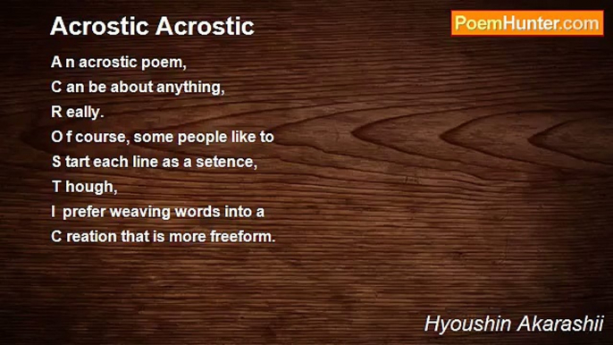 Hyoushin Akarashii - Acrostic Acrostic