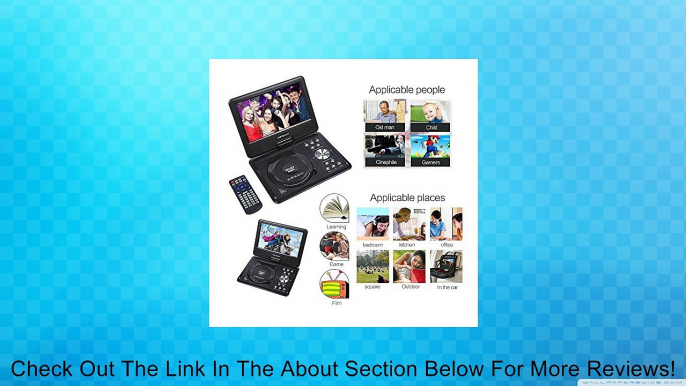 9.5" PORTABLE DVD PLAYER TV VCD CD MP3 MP4 GAME USB SD CARD Free Game CD included 300 games Review