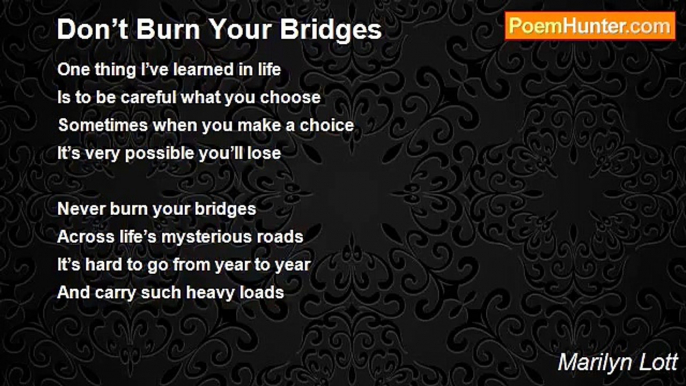 Marilyn Lott - Don’t Burn Your Bridges