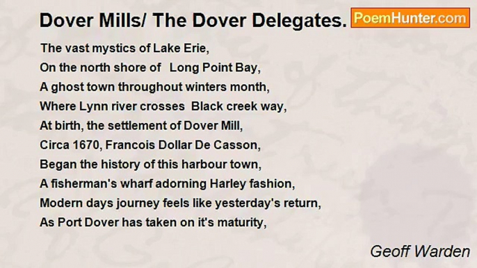 Geoff Warden - Dover Mills/ The Dover Delegates.