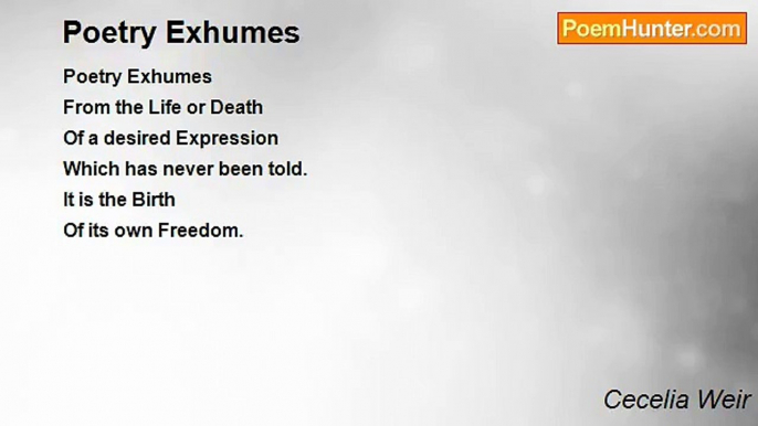 Cecelia Weir - Poetry Exhumes