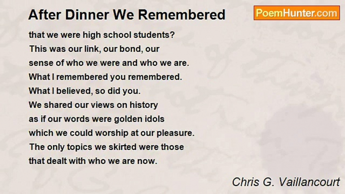 Chris G. Vaillancourt - After Dinner We Remembered