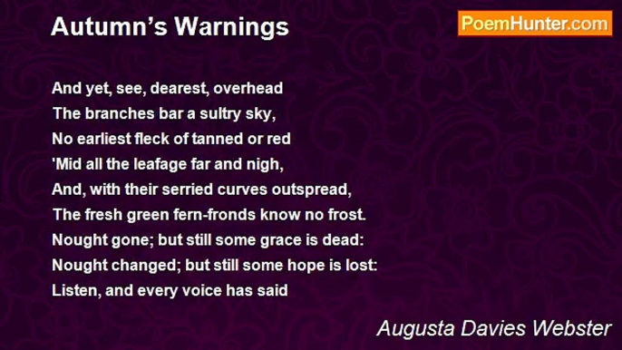 Augusta Davies Webster - Autumn’s Warnings