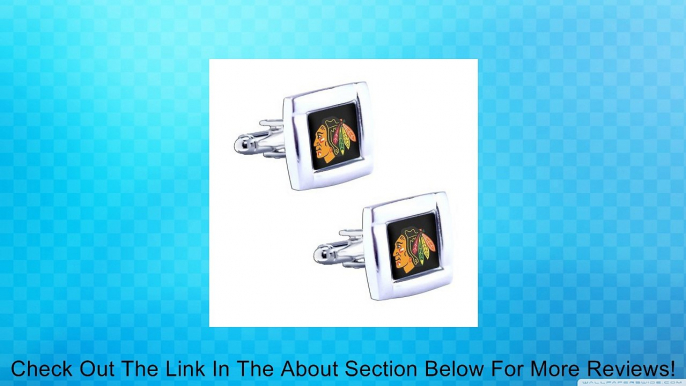 NHL 5/8" Chicago Blackhawks Square Cufflinks With Square Shape Engraved Logo Design Gift Box Set