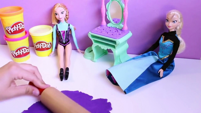 PLAY DOH FROZEN Disney Princess Dolls Frozen Princess Anna and Elsa Play Doh Dress Fun Factory