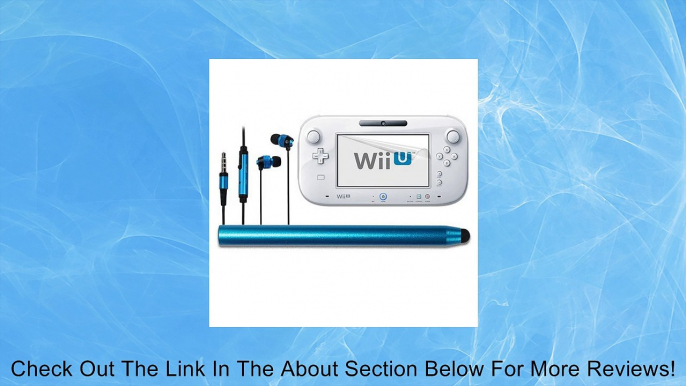 Skque Clear Transparent Anti Scratch Screen Protector Skin Guard Film + Aluminum Pencil Style Stylus Pen,Blue + Universal 3.5mm In Ear Stereo Earbud Headset with Button and Microphone,Blue/Black for for Gaming Nintendo Wii U GamePad Remote Controller Revi