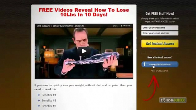 Facebook Landing Squeeze Sales Pages in Minutes with Instabuilder Plugin (Demo & Tutorial)