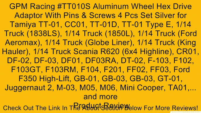 GPM Racing #TT010S Aluminum Wheel Hex Drive Adaptor With Pins & Screws 4 Pcs Set Silver for Tamiya TT-01, CC01, TT-01D, TT-01 Type E, 1/14 Truck (1838LS), 1/14 Truck (1850L), 1/14 Truck (Ford Aeromax), 1/14 Truck (Globe Liner), 1/14 Truck (King Hauler), 1