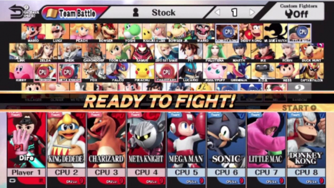 Super Smash Bros. For Wii U 8-Player Smash Team Battle - Playing As The Dire Mii Fighter