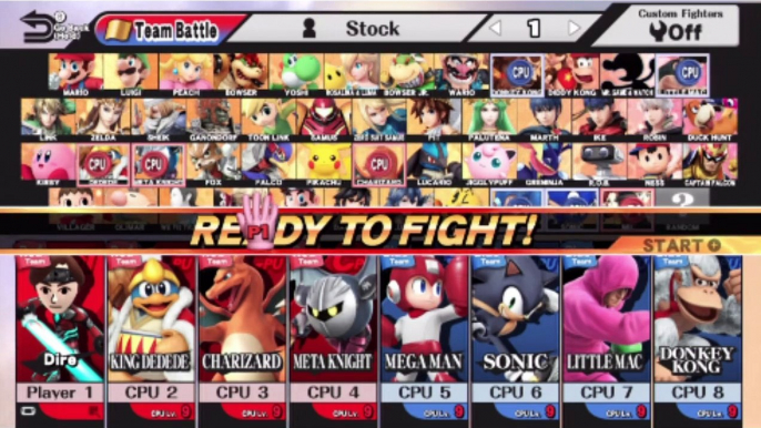 Super Smash Bros. For Wii U 8-Player Smash Team Battle - Playing As The Dire Mii Fighter