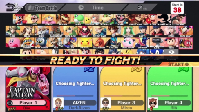 Super Smash Bros. For Wii U Online Wi-Fi Team Battle - Playing As Captain Falcon