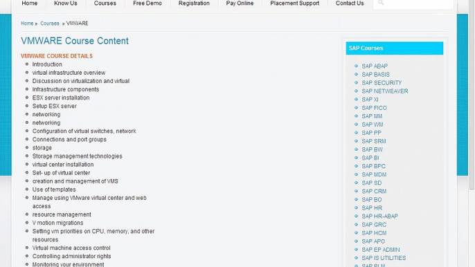 VMWARE Online Training and Placement - VMWARE Course Content