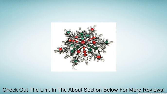 Red, Green, and Clear Crystal Faceted Glass Bead Snowflake Pin Review