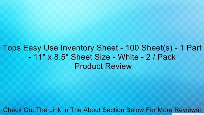 Tops Easy Use Inventory Sheet - 100 Sheet(s) - 1 Part - 11" x 8.5" Sheet Size - White - 2 / Pack Review