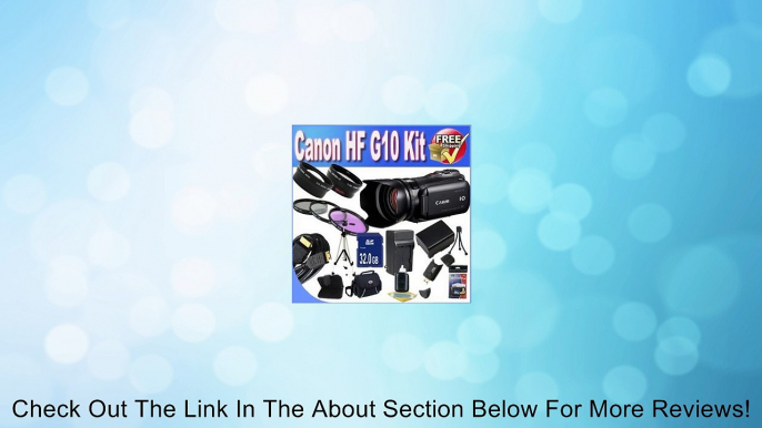 Canon VIXIA HF G10 Full HD Camcorder with HD CMOS Pro and 32GB Internal Flash Memory + 32GB SDHC Class 10 Memory Card + Extended Life Lithium Battery + Ac/Dc Rapid Charger + USB Card Reader + Memory Card Wallet + Shock Proof Deluxe Case + Mini HDMI to HDM