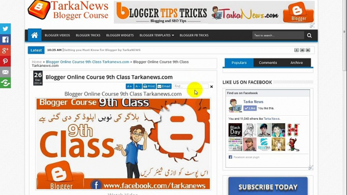 Blogger SEO Course 1st Class TarkaNews.com