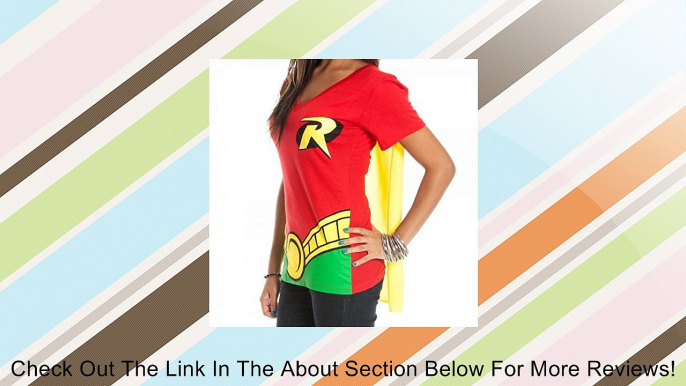 Bioworld DC Comics Robin Juniors Red V-Neck Cape T-Shirt Review