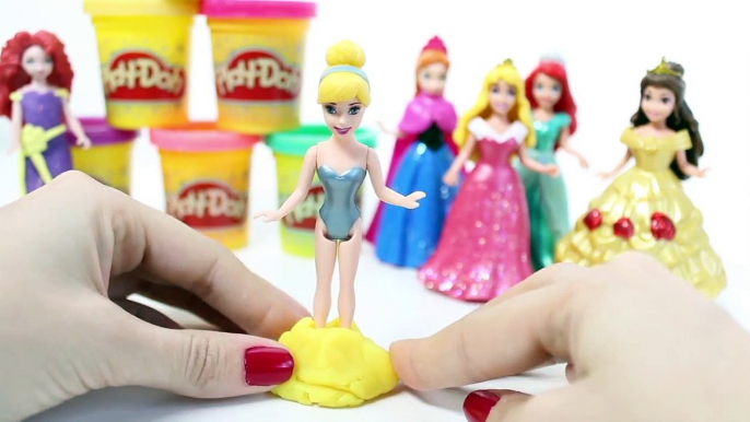 Disney Princess MagiClip Collection Play-Doh Magic Clip Frozen Anna Ariel Merida Belle Dolls