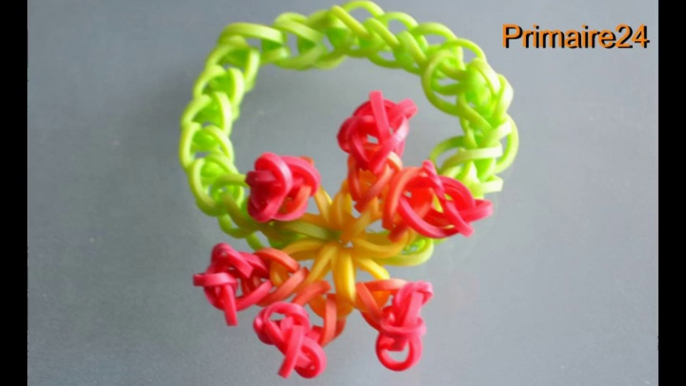 Comment faire un bracelet en élastiques avec fleur rainbow loom style rubber bands DIY