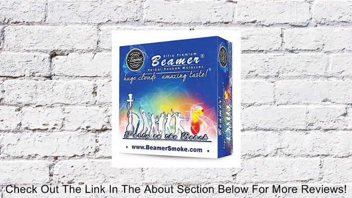 Party on the Beach Beamer� Ultra Premium Hookah Molasses 50 Gram Box. Huge Clouds, Amazing Taste!� 100 % Tobacco, Nicotine & Tar Free but more taste than tobacco! Compares to Hookah Tobacco at a fraction of the price! GREAT TASTE, LOTS OF SMOKE & SMELLS G