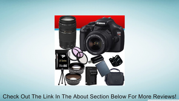 Canon EOS Rebel T3 12.2 MP CMOS Digital SLR with 18-55mm IS II Lens (Black) + Canon EF 75-300mm f/4-5.6 III Telephoto Zoom Lens + 58mm 2x Telephoto lens + 58mm Wide Angle Lens (4 Lens Kit!!!) W/32GB SDHC Memory + Extra LPE10 Battery/Charger + 3 Piece Filt