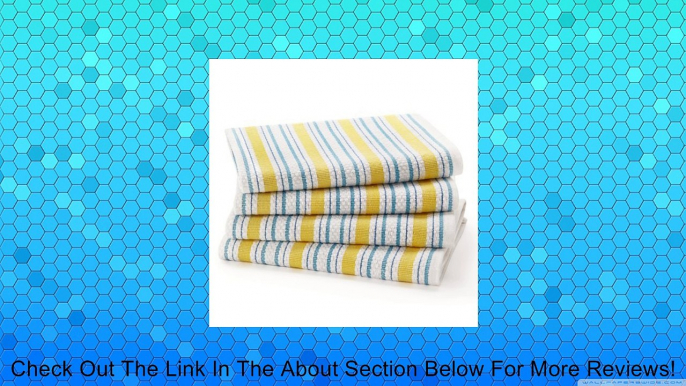 Cotton Craft - 4 Pack Oversized Kitchen Towel Sets - 20x30 - Pure 100% Cotton - Crisp Basketweave striped pattern with a hanging loop - Highly absorbent, soft & sturdy - in 10 cheerful colors - Spice, Green, Red, Linen, Black, Blue, Coral, Periwinkle, Blu