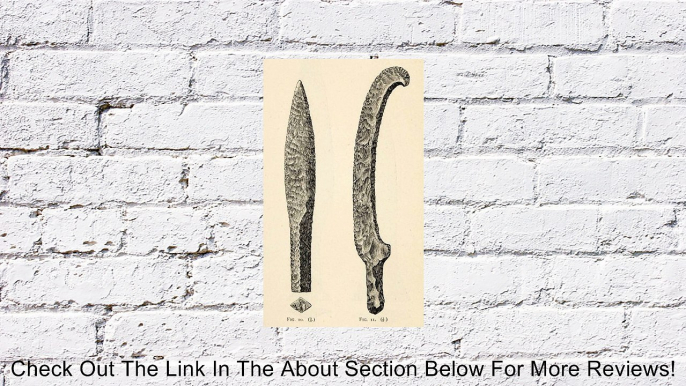 1882 Woodcut Old Denmark Knife Curved Sickle Stone Age Tools Archaeological - Original Woodcut Review