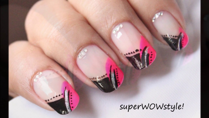 Abstract Neon French Tip - French Manicure Nail Designs Tutorial