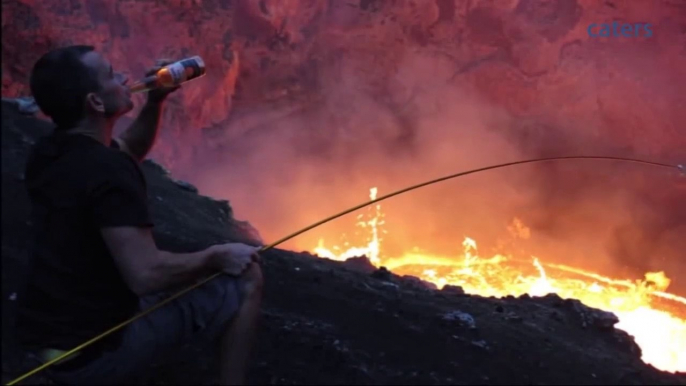 Badass Dude Roasts Marshmallows Over An Active Volcano