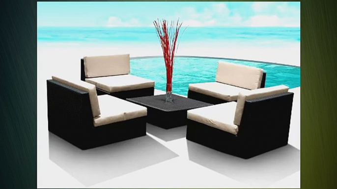 Outdoor Patio Furniture Wicker Sofa Sectional 5pc Resin Couch Set