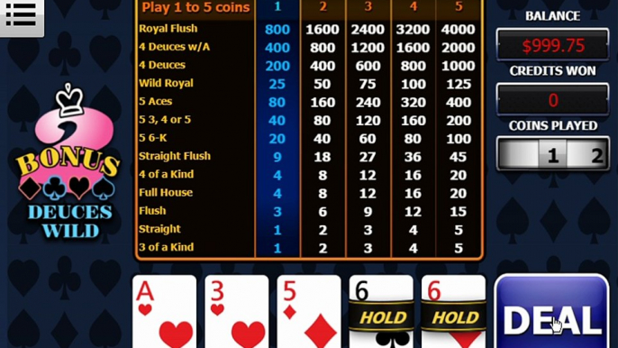 Bonus Deuces Wild USA MOBILE $22 No Deposit Casino Bonus