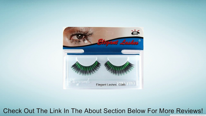 Elegant Lashes C966 Premium Color False Eyelashes (Thick Black False Eyelashes with Green Metallic Mix) Halloween Dance Rave Costume Review