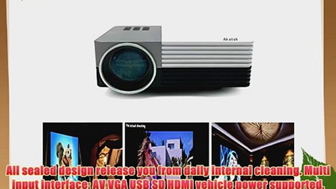 Aketek Latest Multimedia USB/SD/VGA/HDMI/AV/Micro USB Home Cinema Theater Movie Projector LED